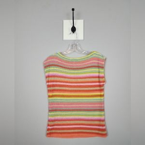 Ralph Lauren Sleeveless Shirt Striped Pastel Knit Sz Large